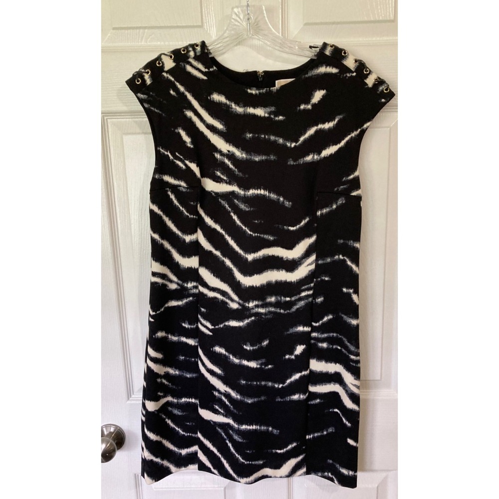Michael Michael Kors Sheath Dress Large Petite Dramatic Statement Safari Chic